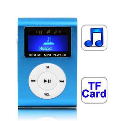 TF (Micro SD) Card Slot MP3 Player with LCD Screen, Metal Clip (Baby Blue) - Click Image to Close